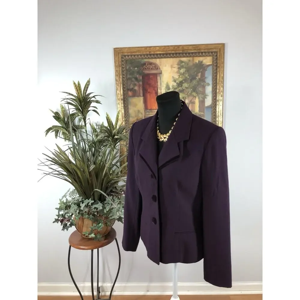 Jacqueline Ferrar Jacket Suit Purple Lined Long Sleeve 6‎ Lined Dark Academia